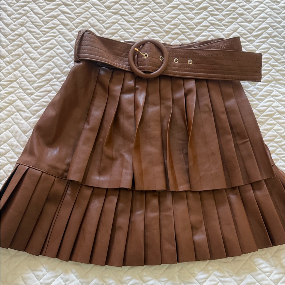 Zara Brown Pleated Mini Skirt